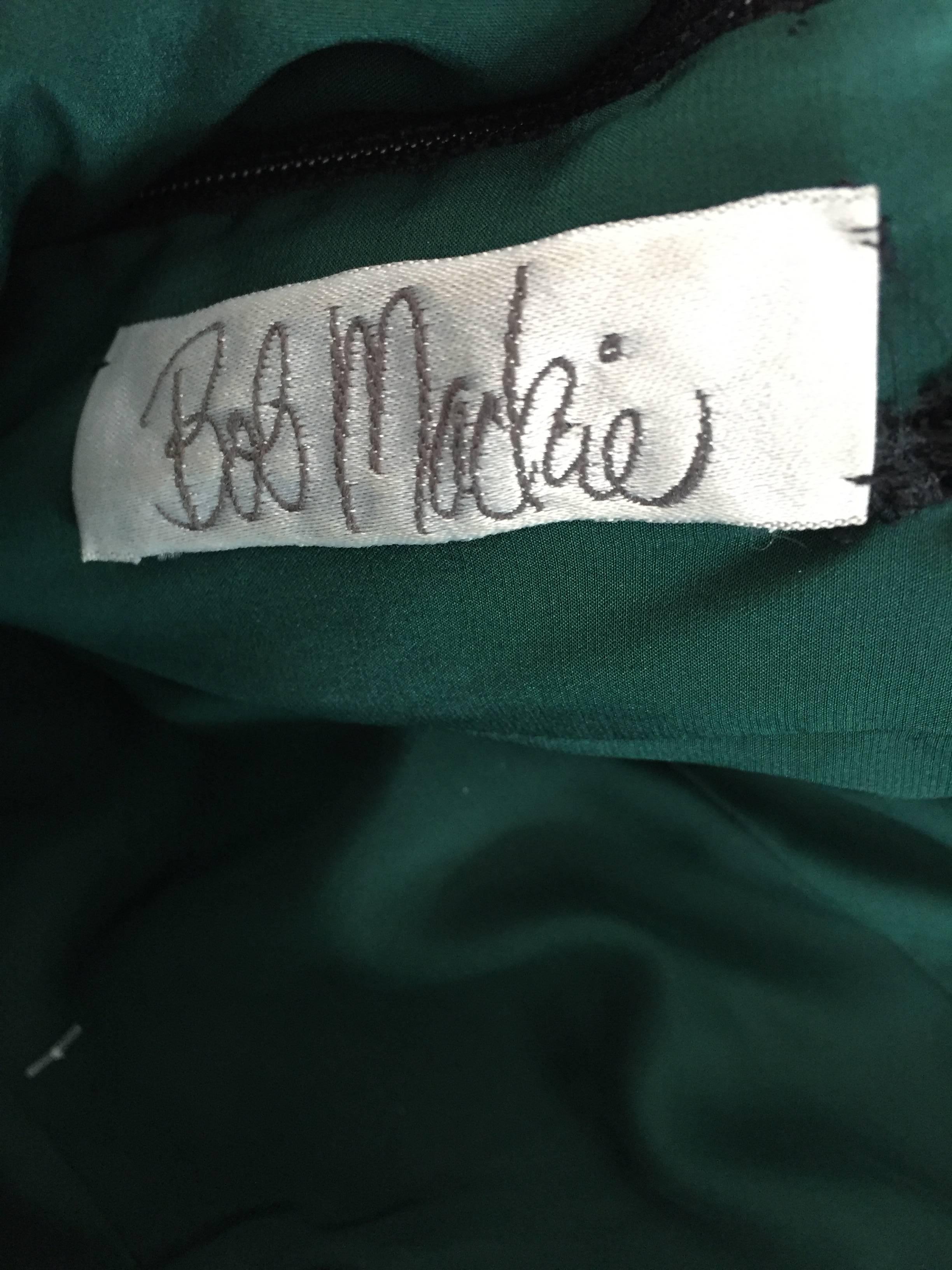 Bob Mackie Vintage Emerald Green Chiffon Leather Leaf Grecian Gown 3