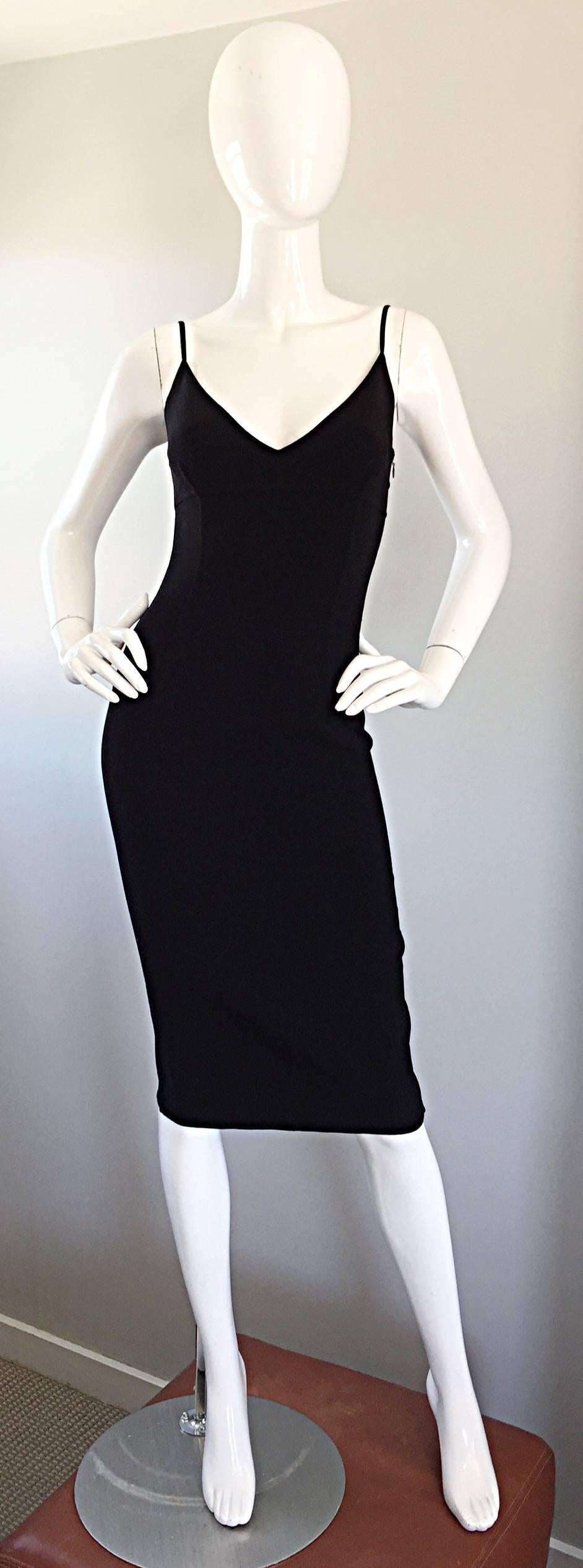 Michael Kors Collection 1990s 90s Size 0 2 Double Faced Wool Little Black Dress  For Sale 1