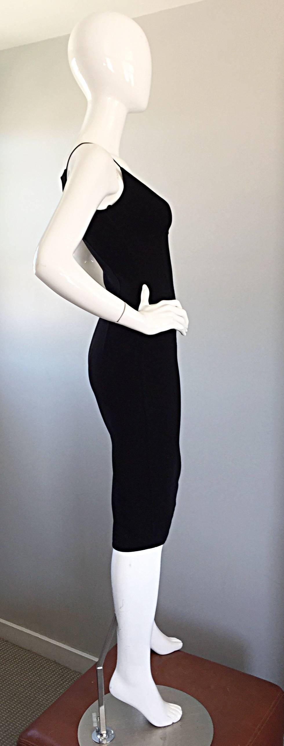 Michael Kors Collection 1990s 90s Size 0 2 Double Faced Wool Little Black Dress  In Excellent Condition For Sale In San Diego, CA