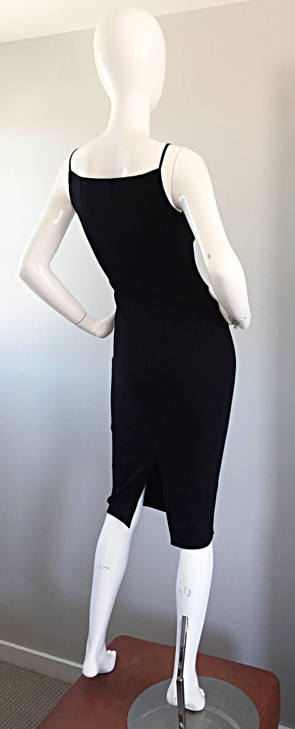 Women's Michael Kors Collection 1990s 90s Size 0 2 Double Faced Wool Little Black Dress  For Sale