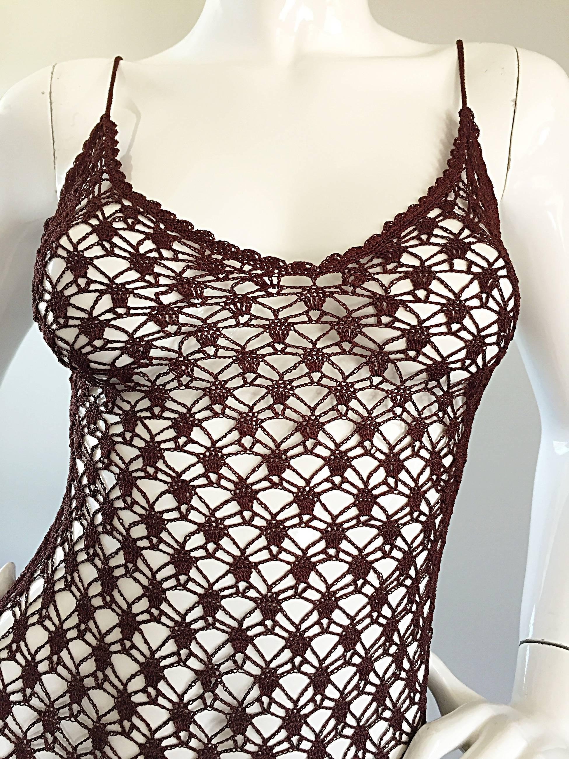 silk crochet dress