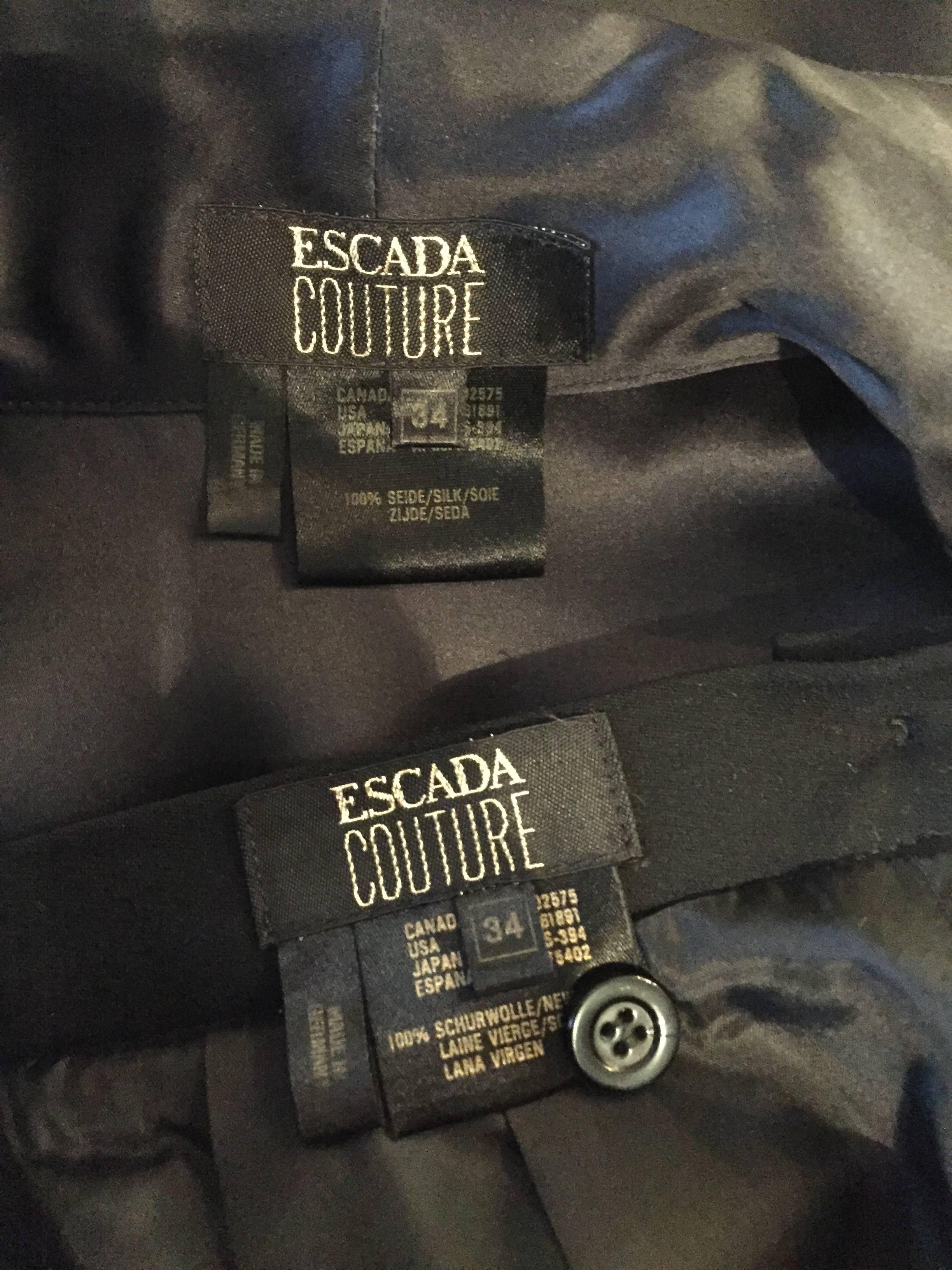 Beautiful Vintage Escada Couture Black Avant Garde Lace Dress Ensemble Top Skirt For Sale 3