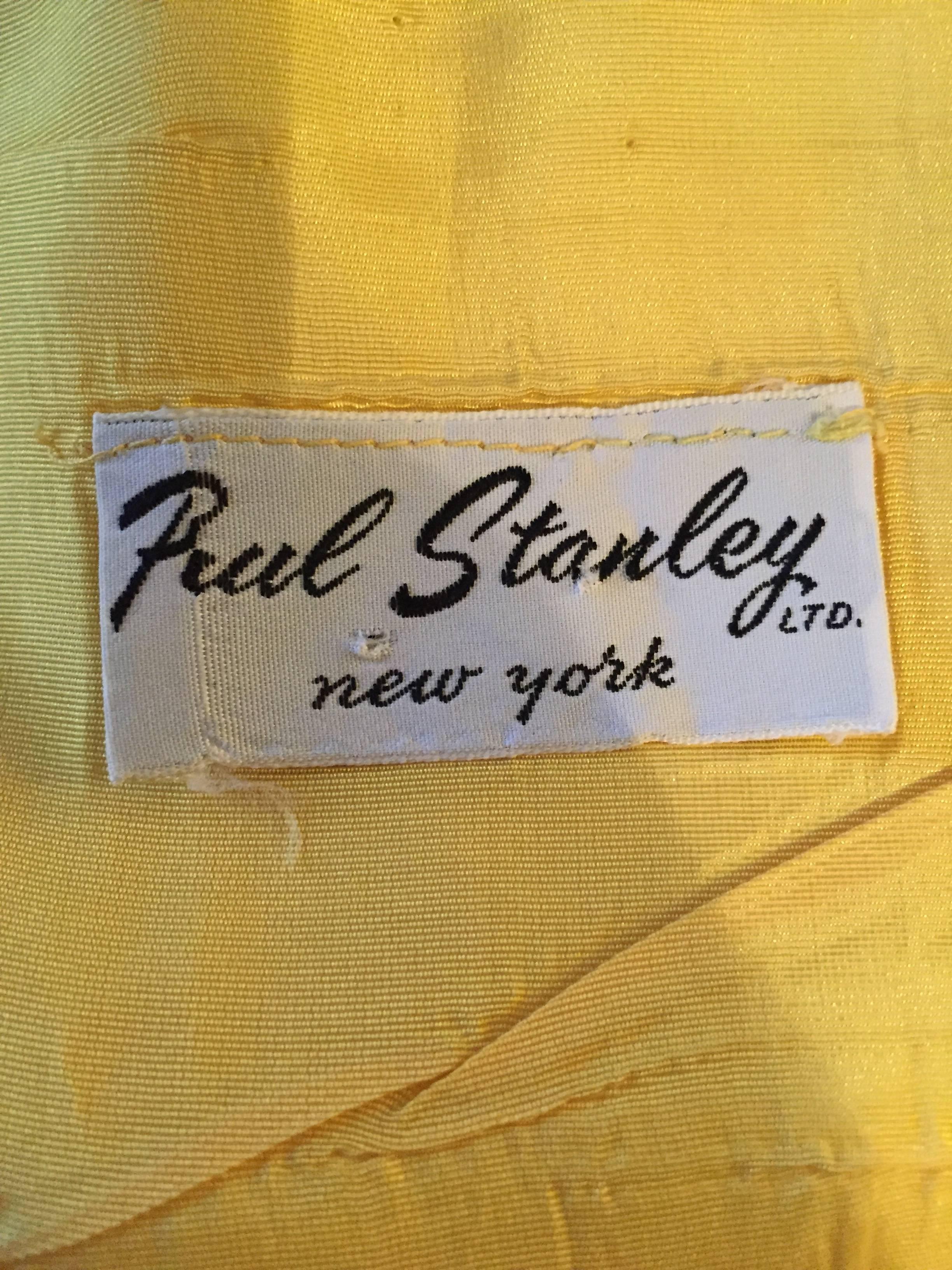 1960s Paul Stanley New York Canary Yellow Vintage Linen 60s A - Line Shift Dress 3