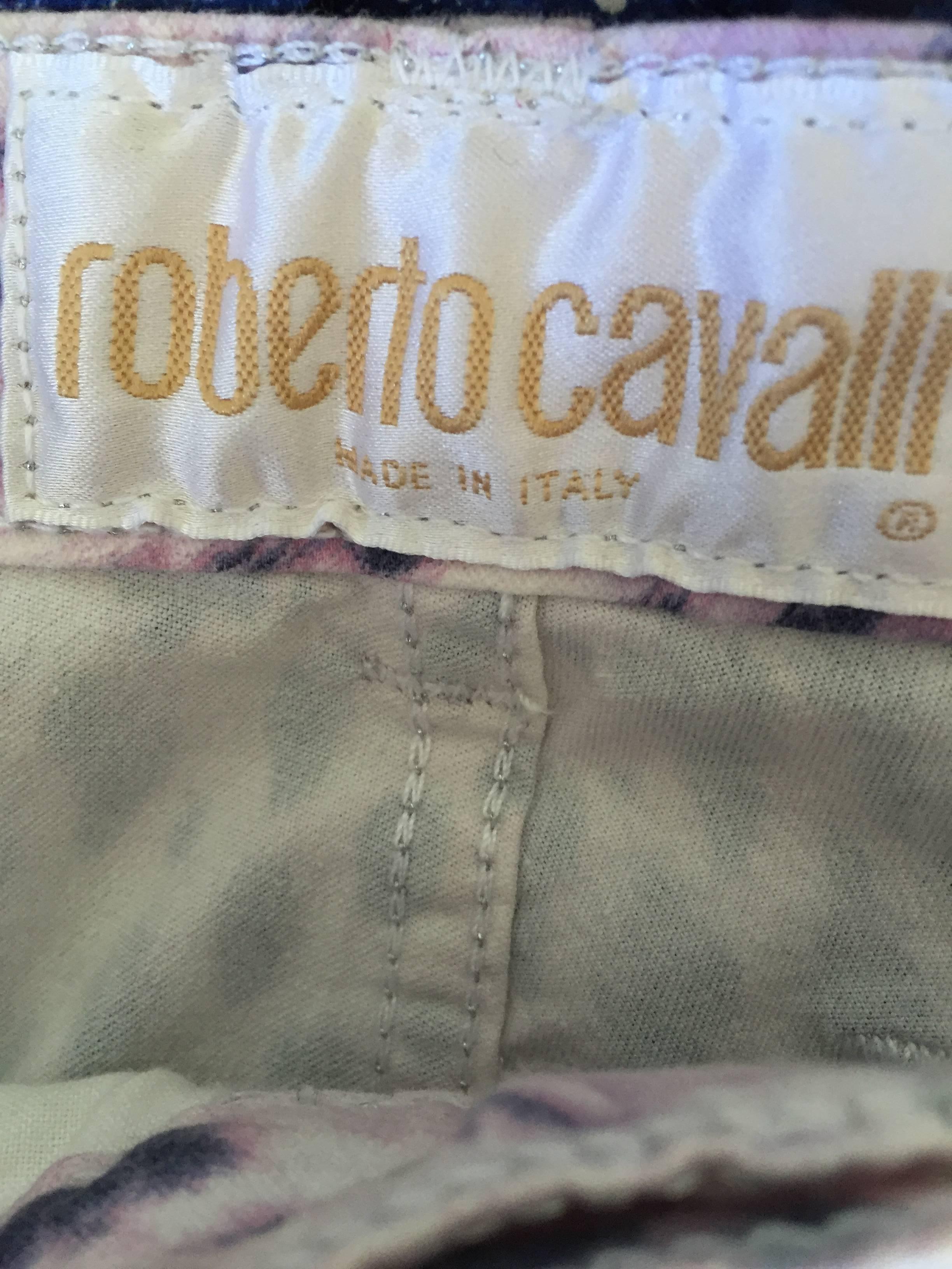 Vintage Roberto Cavalli Purple Leopard Cheetah Studded Cropped Capri Pants Sz M 3