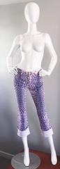 Vintage Roberto Cavalli Purple Leopard Cheetah Studded Cropped Capri Pants Sz M