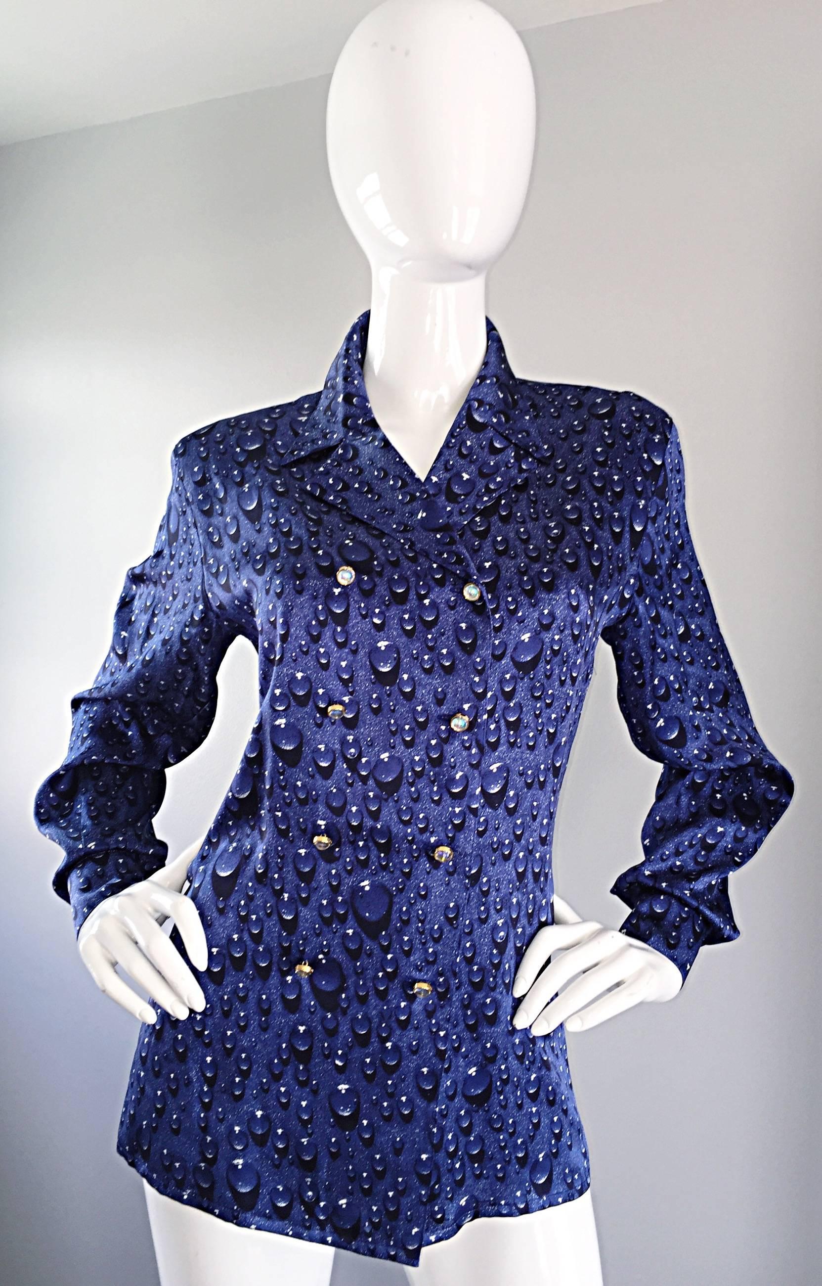 Vintage Escada Margaretha Ley Royal Blue ' Raindrop 