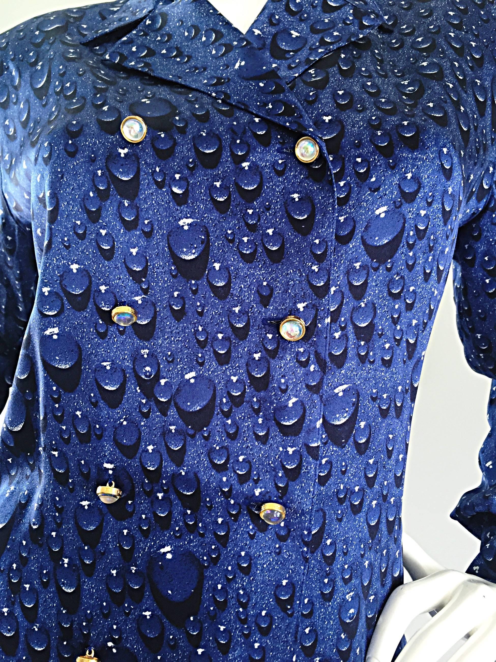 Women's Vintage Escada Margaretha Ley Royal Blue ' Raindrop 