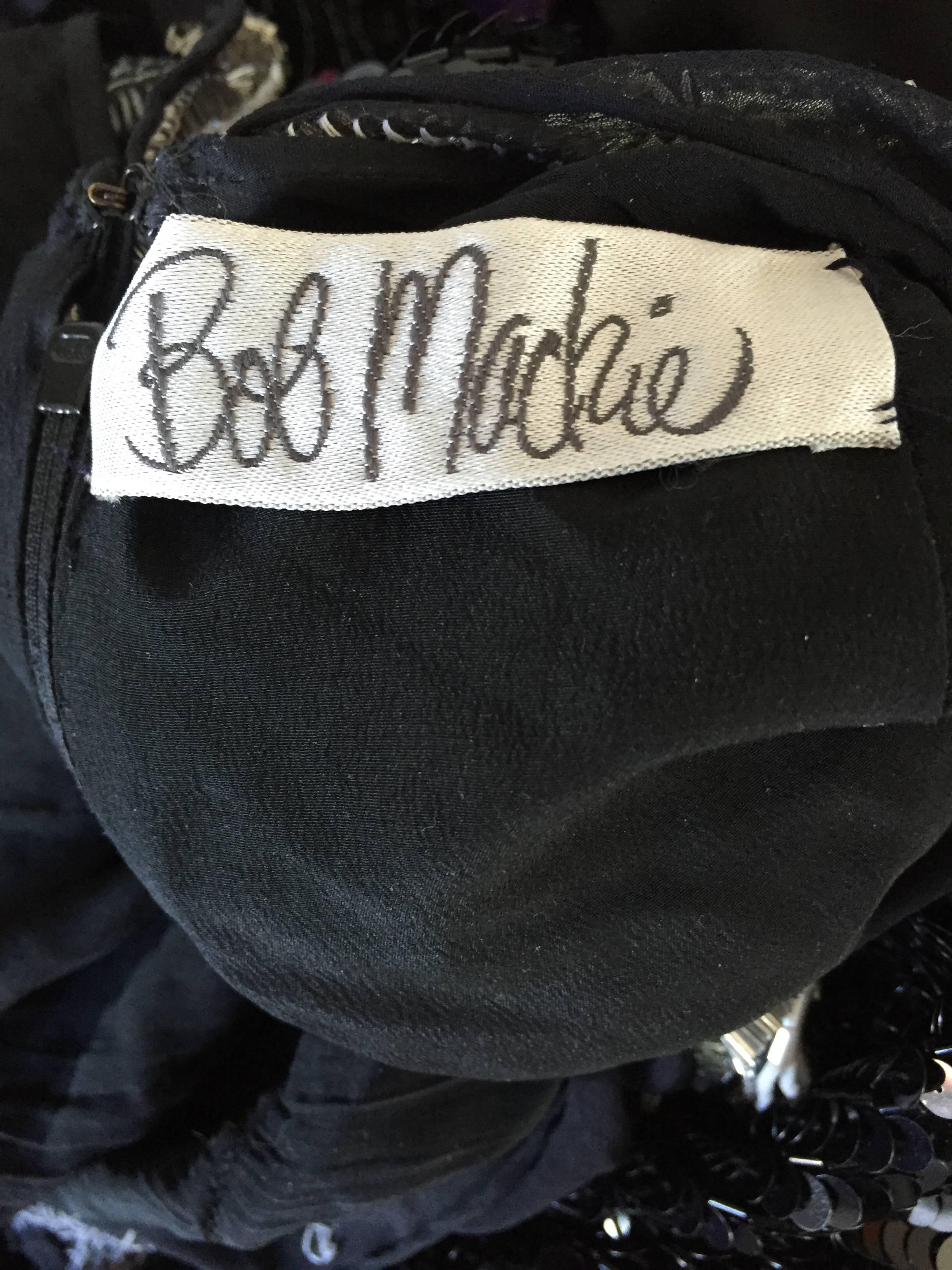 Bob Mackie Vintage Couture maßgefertigtes schwarzes Seidenkleid mit Pailletten und Perlen  im Angebot 5