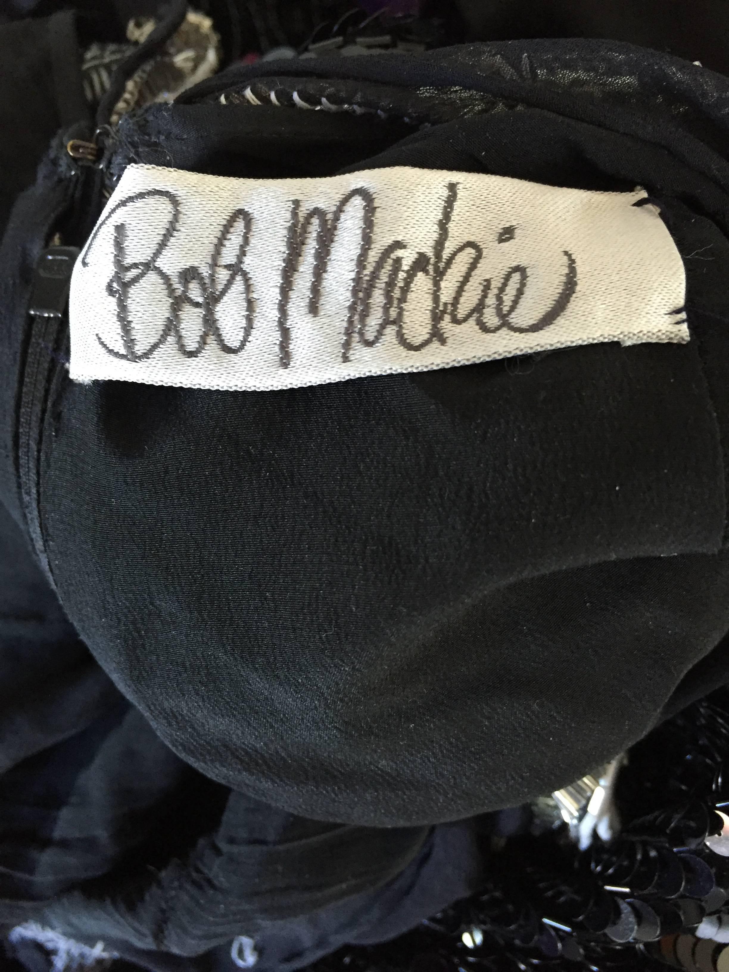 Bob Mackie Vintage Couture Custom Made Black Silk Sequin Beaded Gown For Sale 3