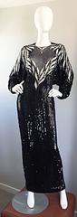 Bob Mackie Vintage Couture Custom Made Black Silk Sequin Beaded Gown