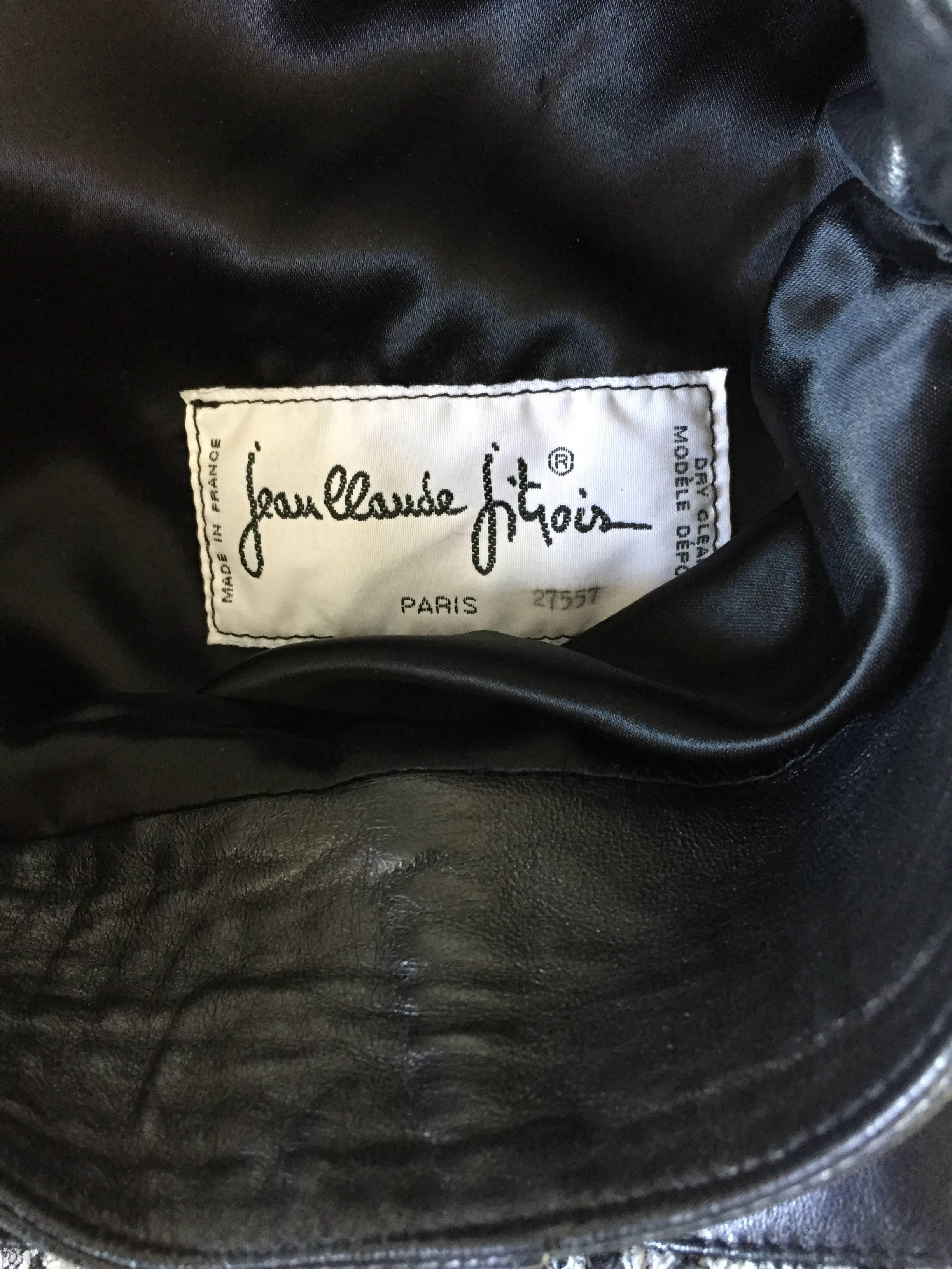 Vintage Jean Claude Jitrois Black and White Leather + Silk Handkerchief Skirt For Sale 2