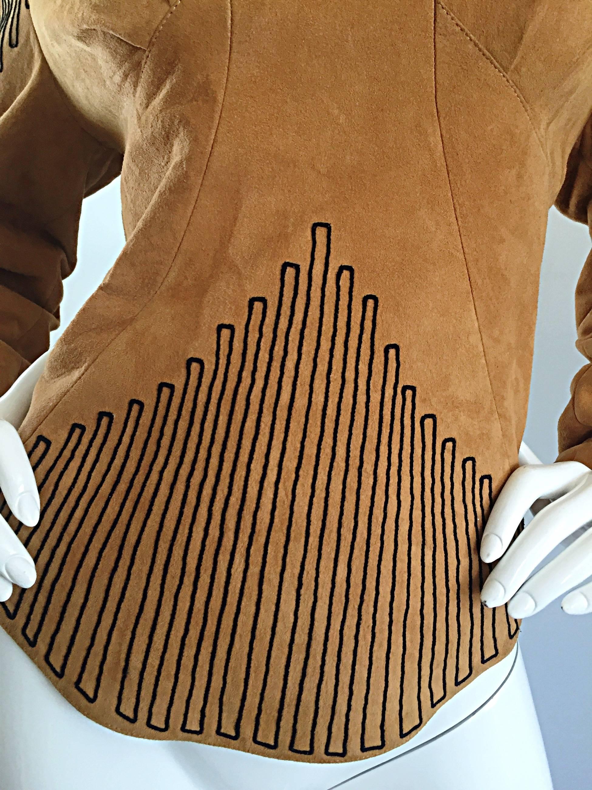 Vintage Jean Claude Jitrois Couture Numbered 1990s Leather Suede Tunic Top 1