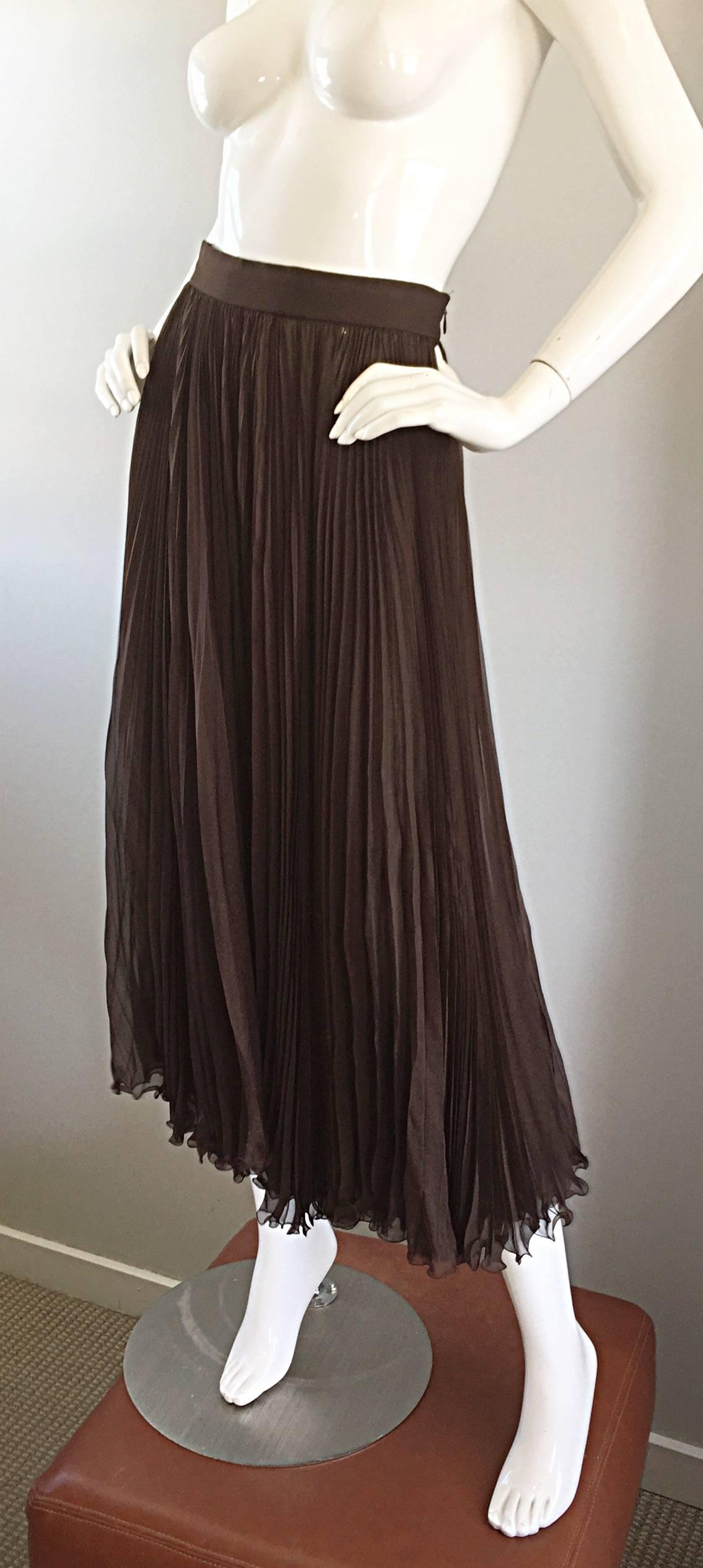 brown chiffon skirt