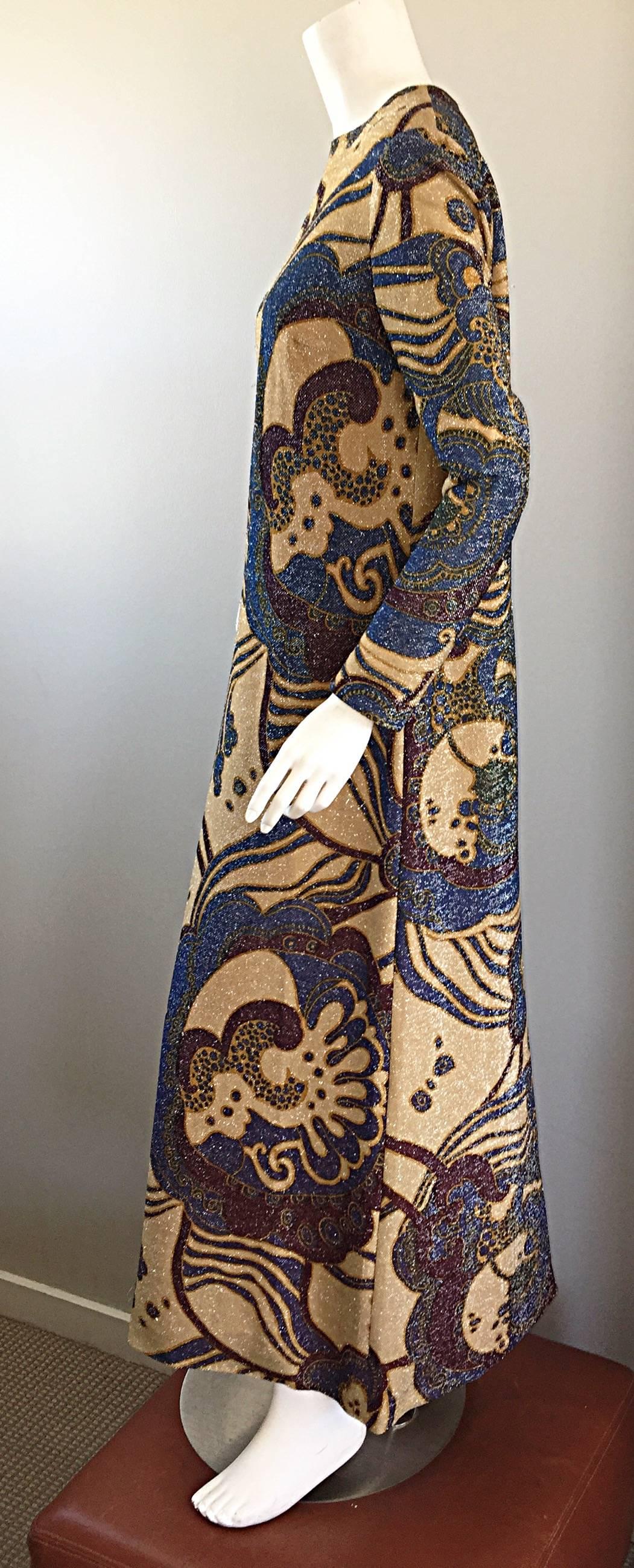 Women's 1960s Jean Louis Scherrer Haute Couture Number Gold Silk Lurex Vintage 60s Dress