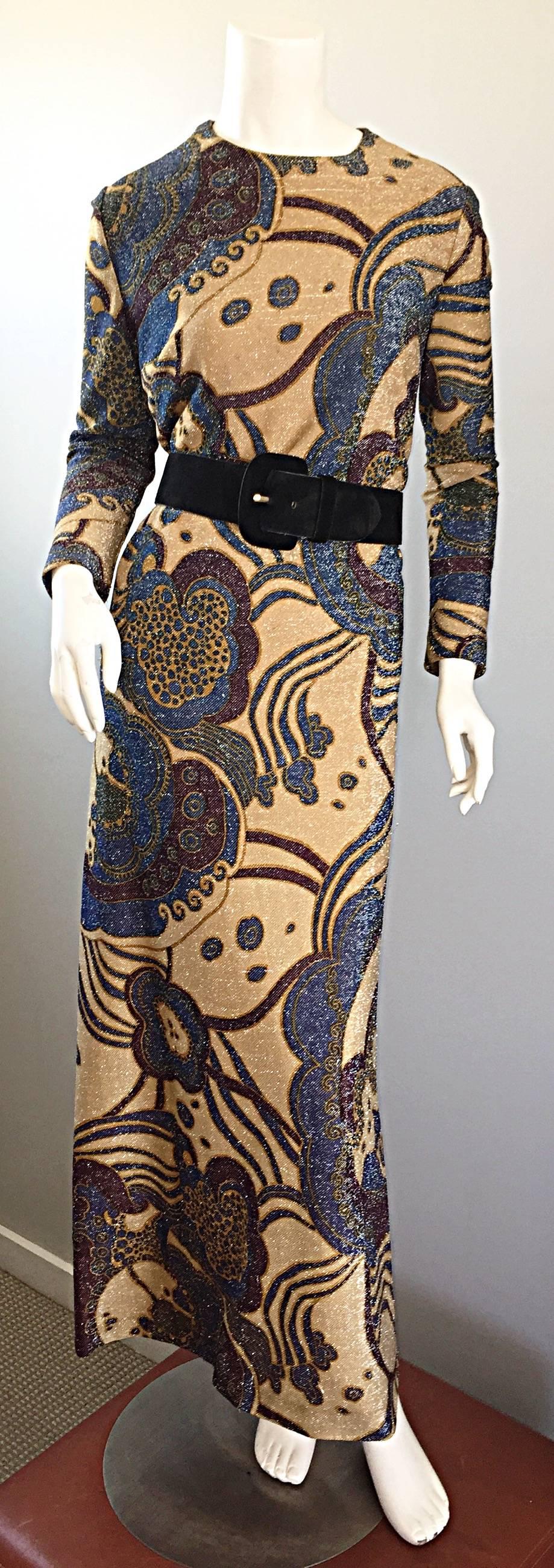 1960s Jean Louis Scherrer Haute Couture Number Gold Silk Lurex Vintage 60s Dress 2