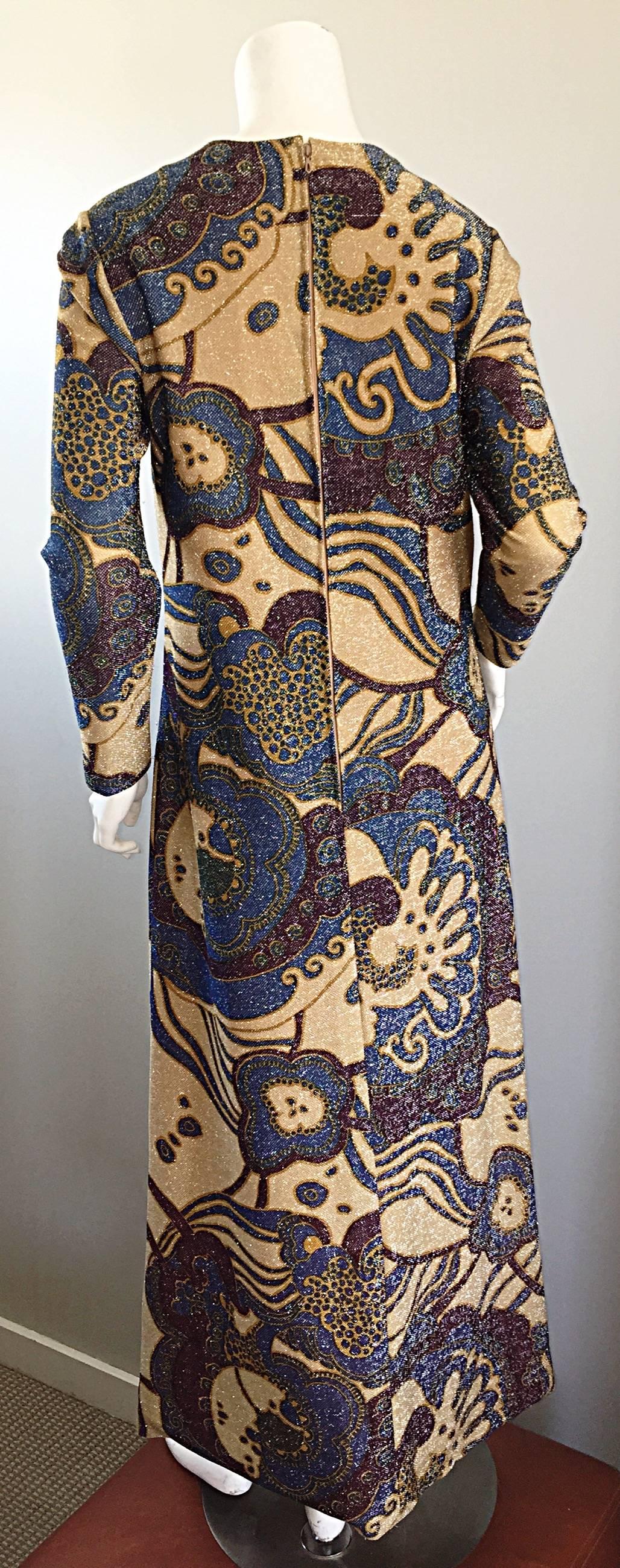 1960s Jean Louis Scherrer Haute Couture Number Gold Silk Lurex Vintage 60s Dress 3