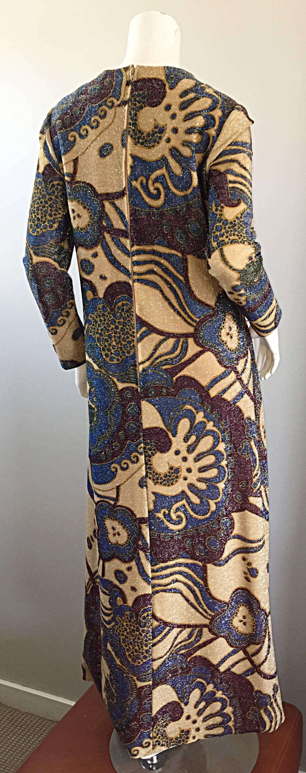 1960s Jean Louis Scherrer Haute Couture Number Gold Silk Lurex Vintage 60s Dress 1