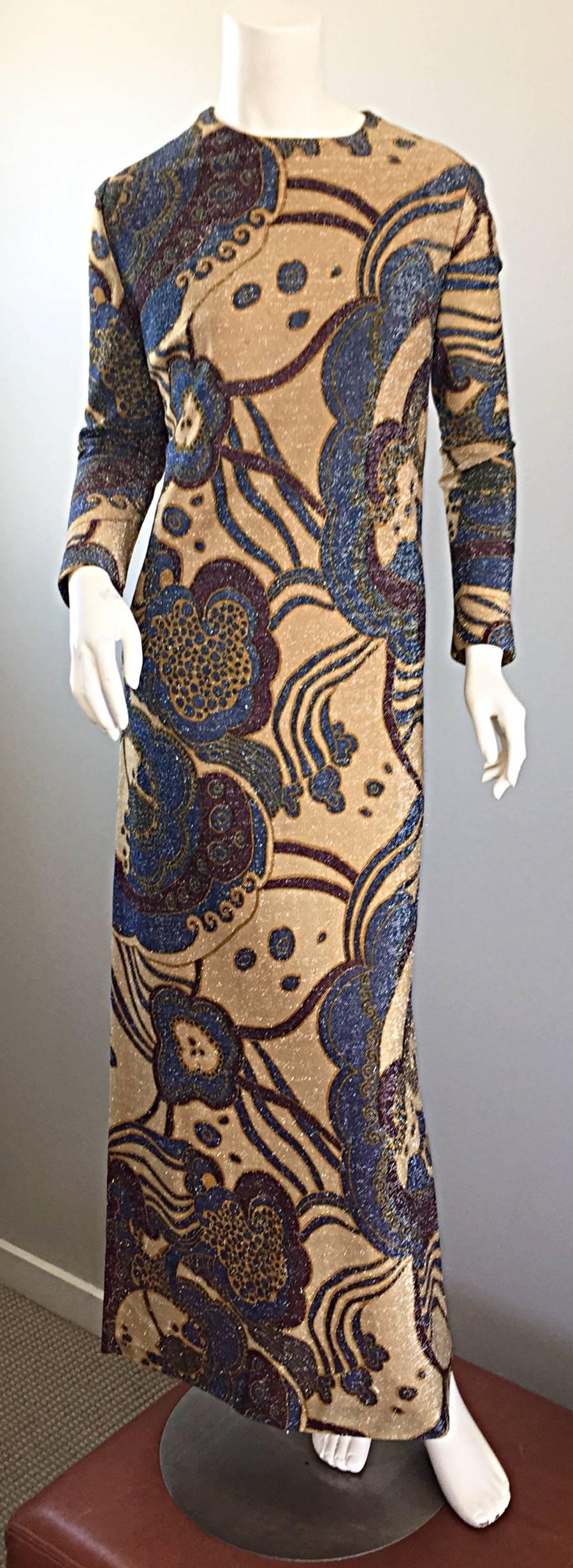 1960s Jean Louis Scherrer Haute Couture Number Gold Silk Lurex Vintage 60s Dress 4