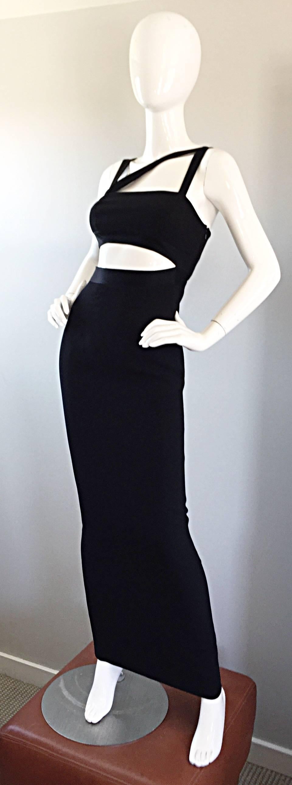 Vintage Lillie Rubin Sexy Black Cut - Out Bodycon 1990s 90s Sz 2 /4 Dres / Gown 1