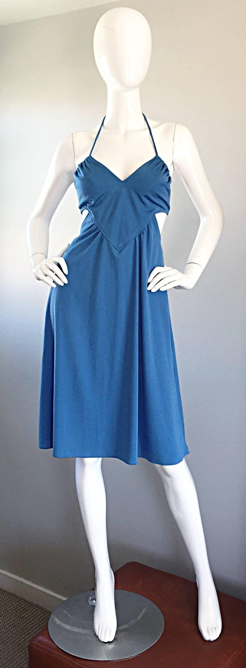 blue 70s dress
