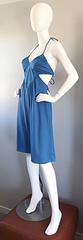 Vintage Samir 1970s Sexy Robin Egg Blue Cut Out Disco 70s Halter Dress Studio 54