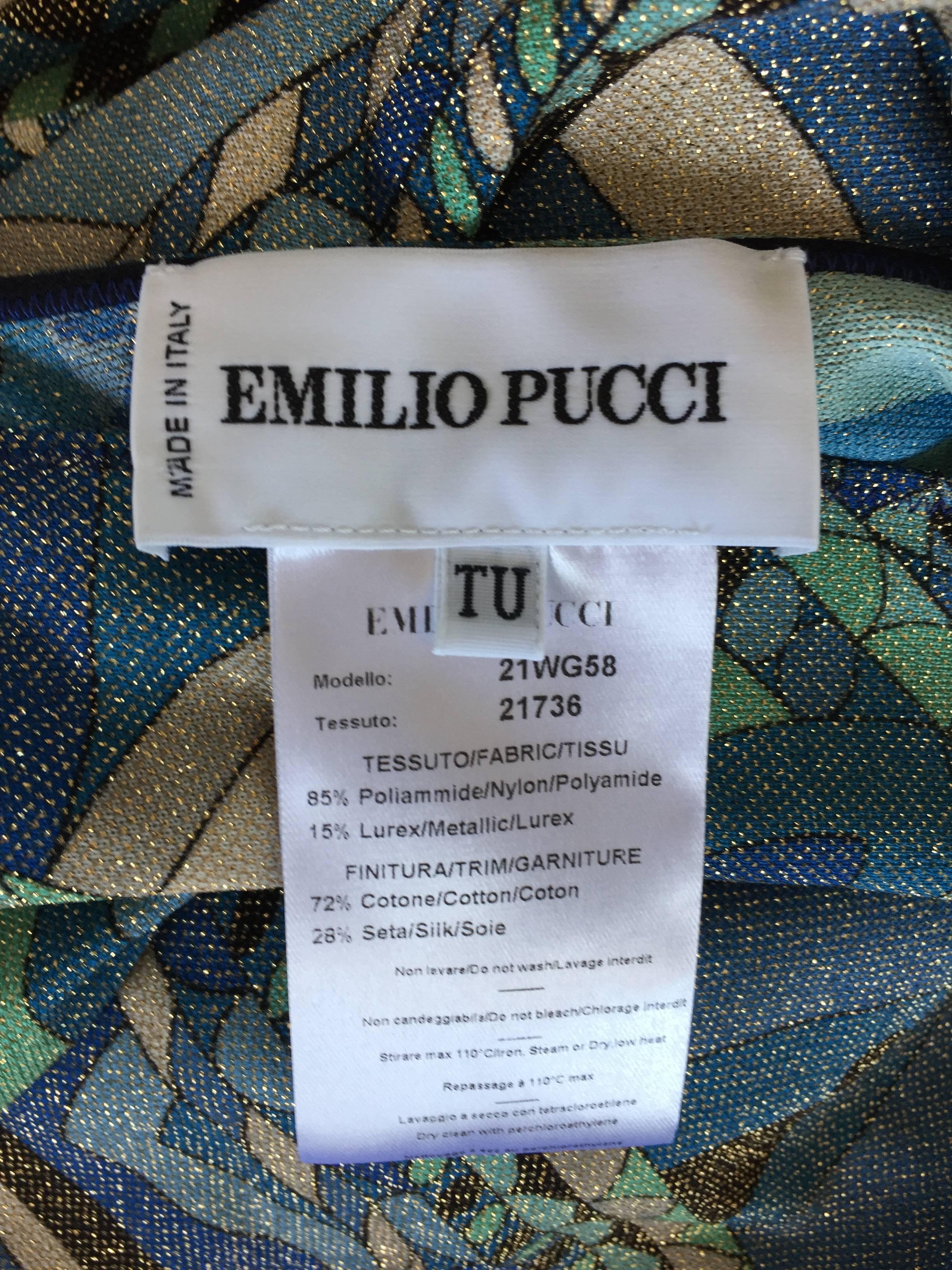 Emilio Pucci Caftan w/ Metallic Blue & Green Amazing Kaleidoscope Print Runway 6