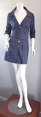 Biba Vintage Denim Nautical 1970s Trench Jacket or Mini Dress Rare British 70s