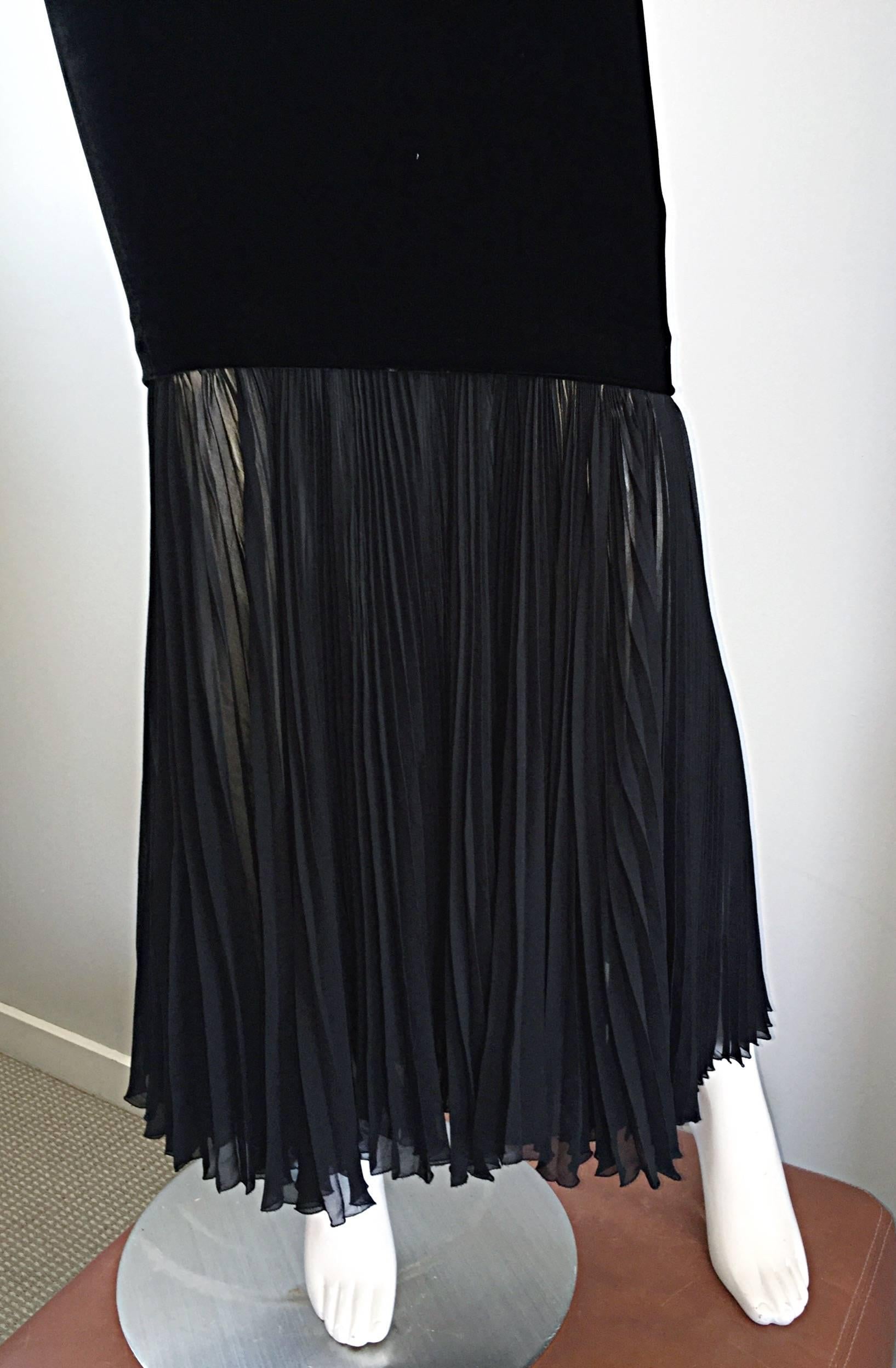 Vintage Jean Paul Gaultier 1990s Black Silk Velvet Bodycon Mermaid Dress / Gown In Excellent Condition In San Diego, CA