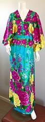 VINTAGE Evelyn Margolis Hilo Hattie 1970s Colorful 70s Kimono Caftan Maxi Dress
