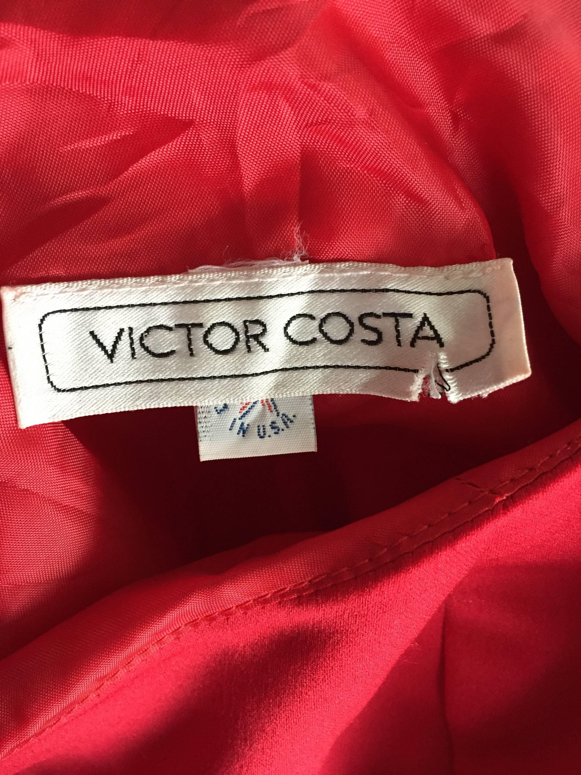 Victor Costa Vintage rot und weiß Polka Dot Ballon Ärmel Chiffon Kleid Größe 6 im Angebot 5