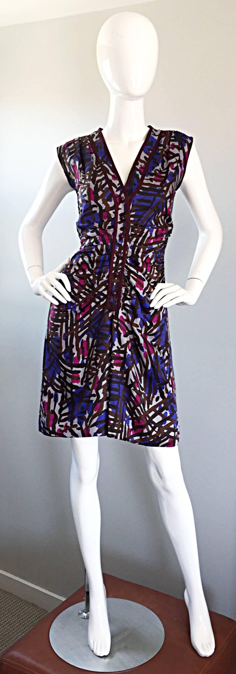 Yves Saint Laurent Rive Gauche Vintage Graffiti Print Silk Sleeveless Dress For Sale 2