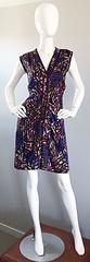 Yves Saint Laurent Rive Gauche Vintage Graffiti Print Silk Sleeveless Dress