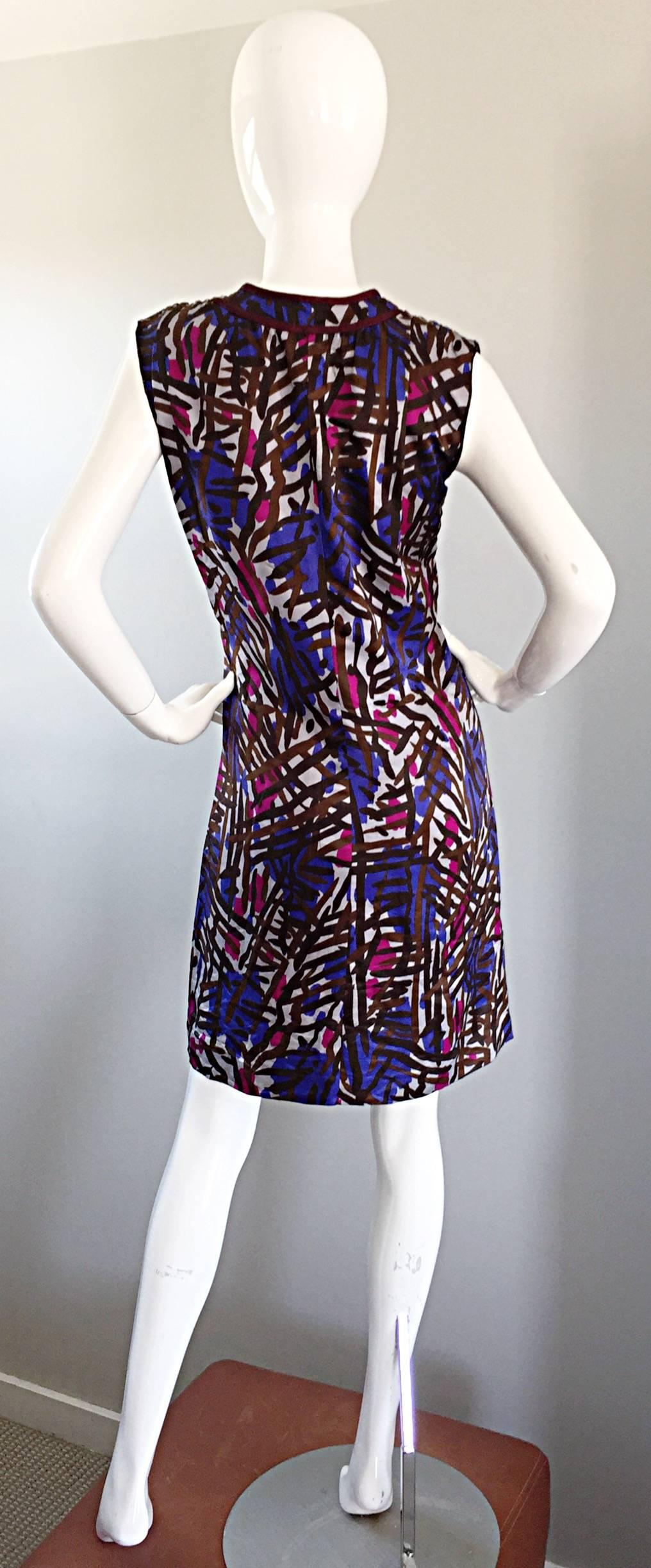 Black Yves Saint Laurent Rive Gauche Vintage Graffiti Print Silk Sleeveless Dress For Sale