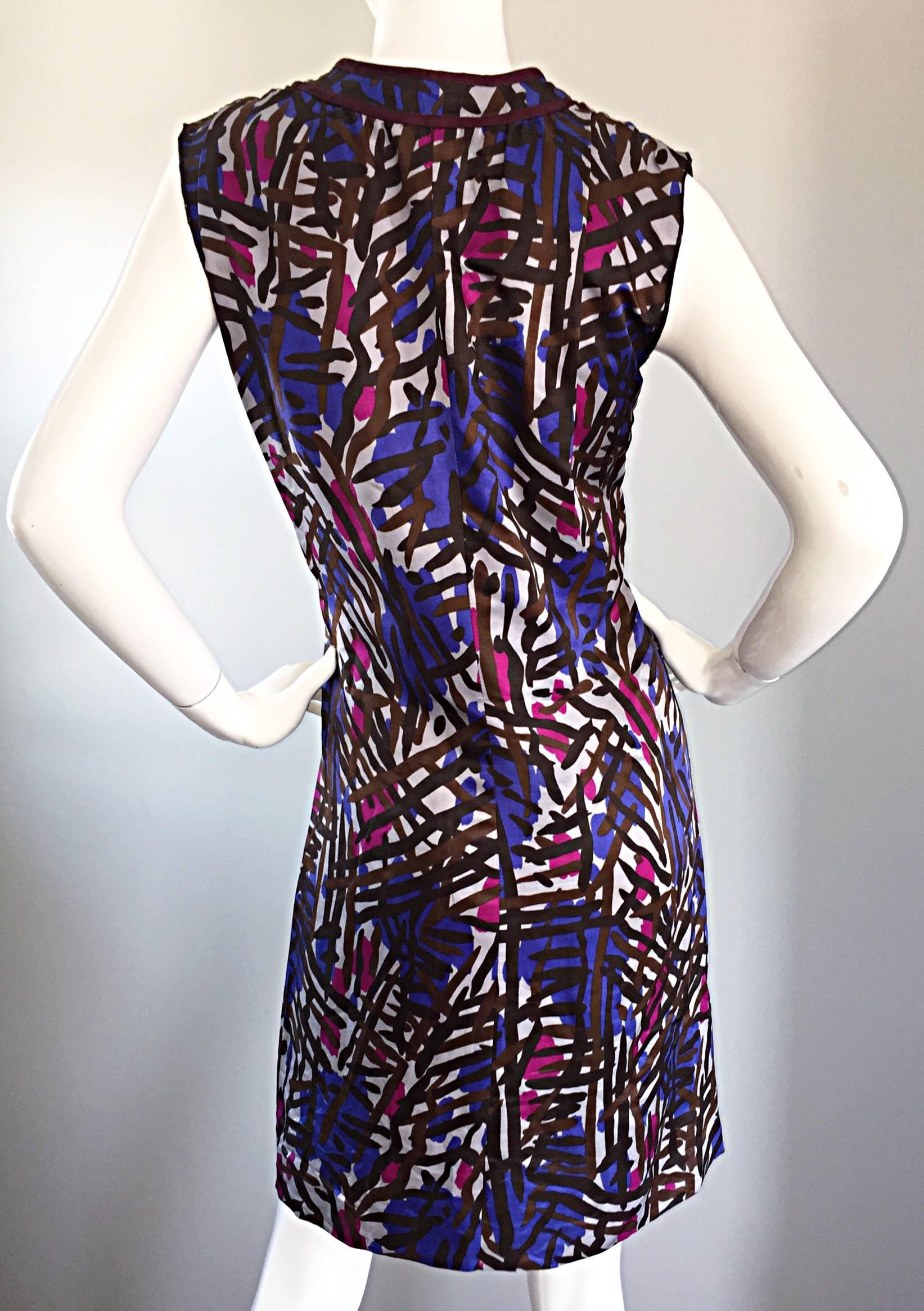 Yves Saint Laurent Rive Gauche Vintage Graffiti Print Silk Sleeveless Dress For Sale 1