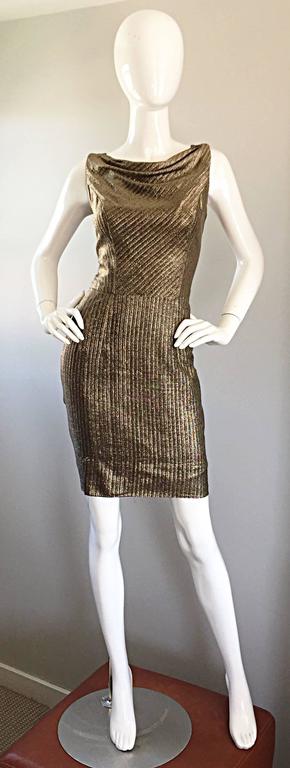 Amazing 1950s Gold Bronze Silk Metallic Late 50s Vintage Wiggle