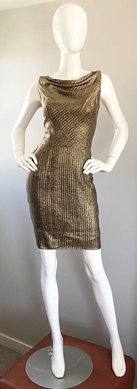 Amazing 1950s Gold Bronze Silk Metallic Late 50s Vintage Wiggle