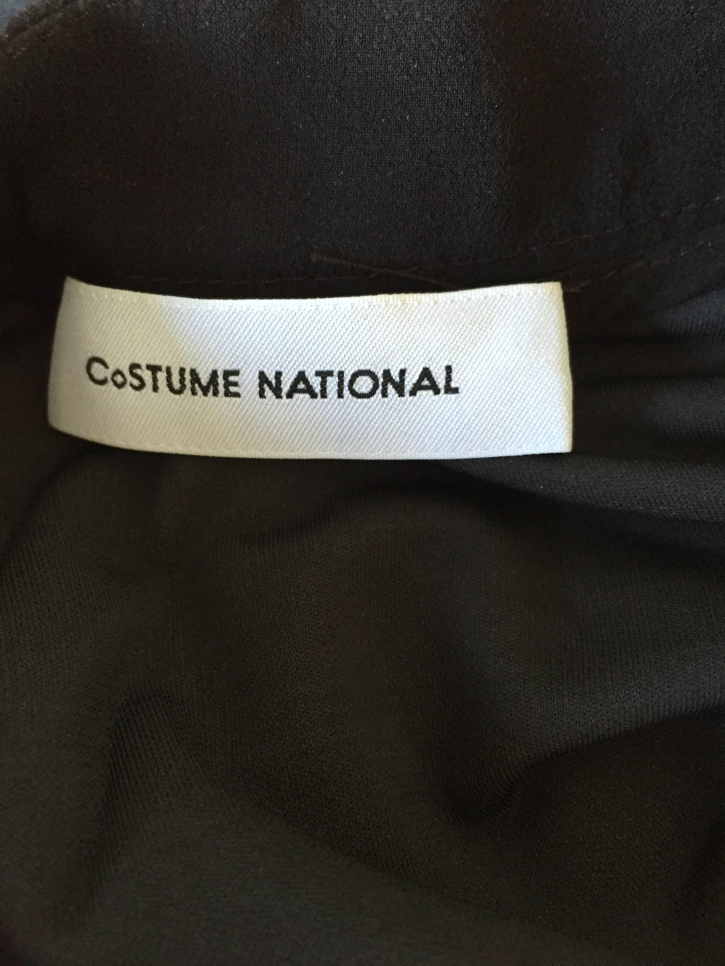 Vintage Costume National 1990s Grey Jersey Sexy Belted 90s Bodycon Dress Sz 38 For Sale 2