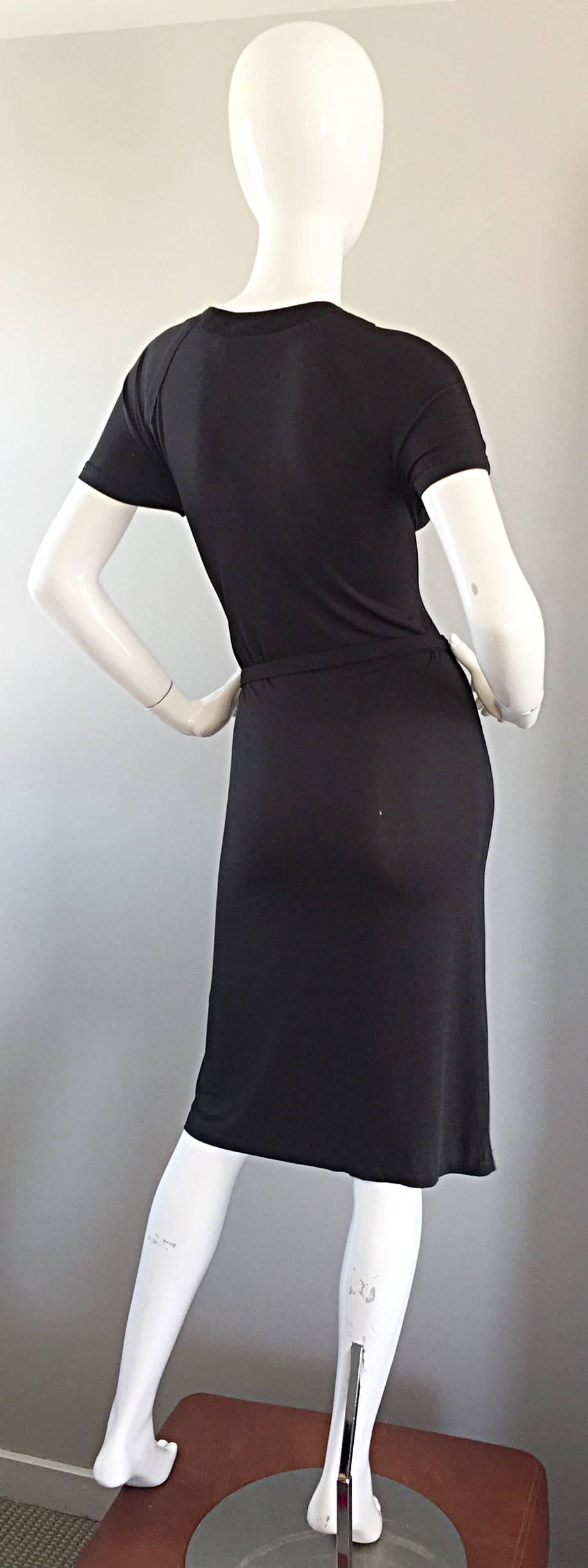 Vintage Costume National 1990s Grey Jersey Sexy Belted 90s Bodycon Dress Sz 38 in vendita 3