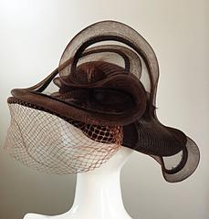 Avant Garde Vintage Bollman Brown Wool Hat w/ Net and Rhinestone