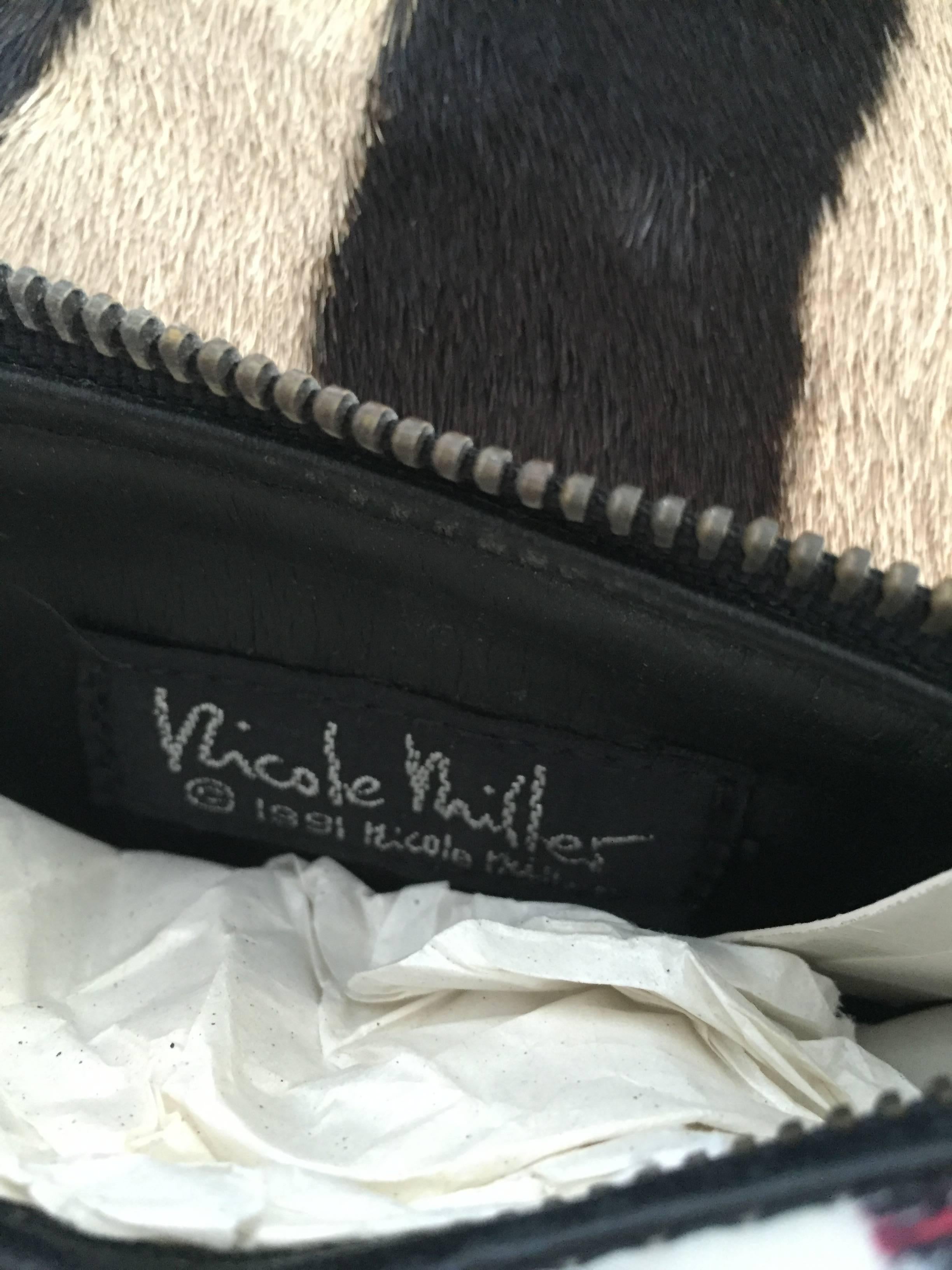Vintage Nicole Miller Deadstock 1990s Novelty Print Tube Purse Handbag Crossbody For Sale 2