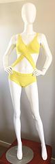 Vintage Bill Blass 1960s Rare Canary Yellow Mod Cut - Out One Piece 60s Swimsuit