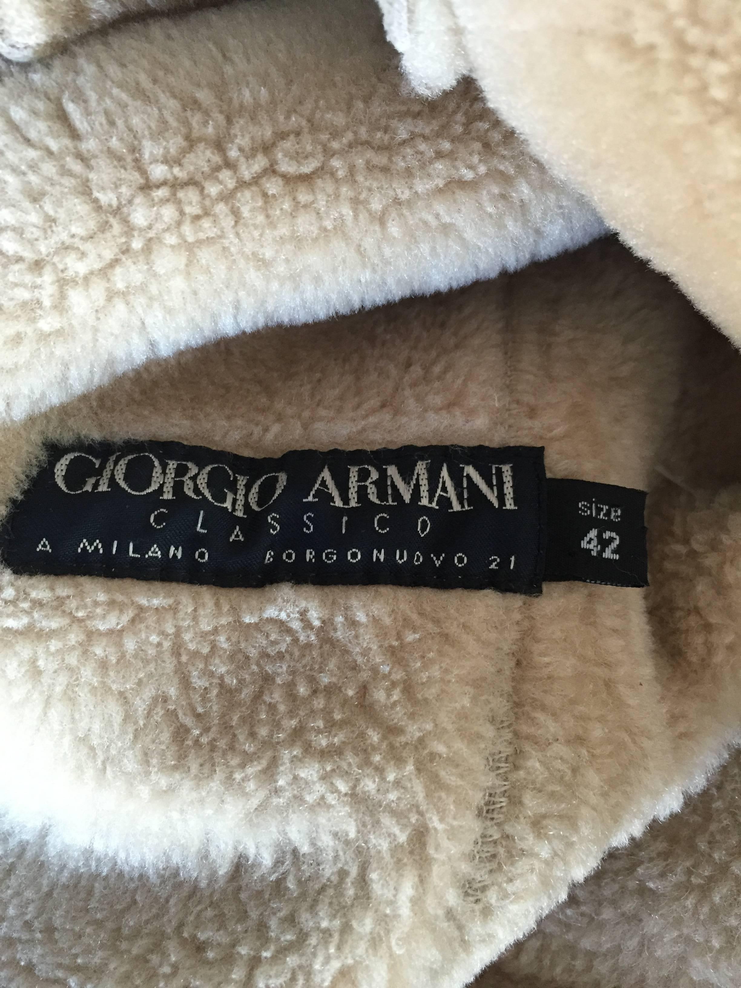 Vintage Giorgio Armani Unworn Shearling Taupe Beige Suede Leather Jacket Coat  4