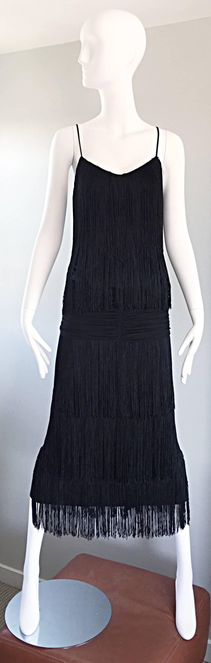 Amazing Vintage Pat Richards I Magnin Fully Fringed 70s Does 20s Flapper Dress 1