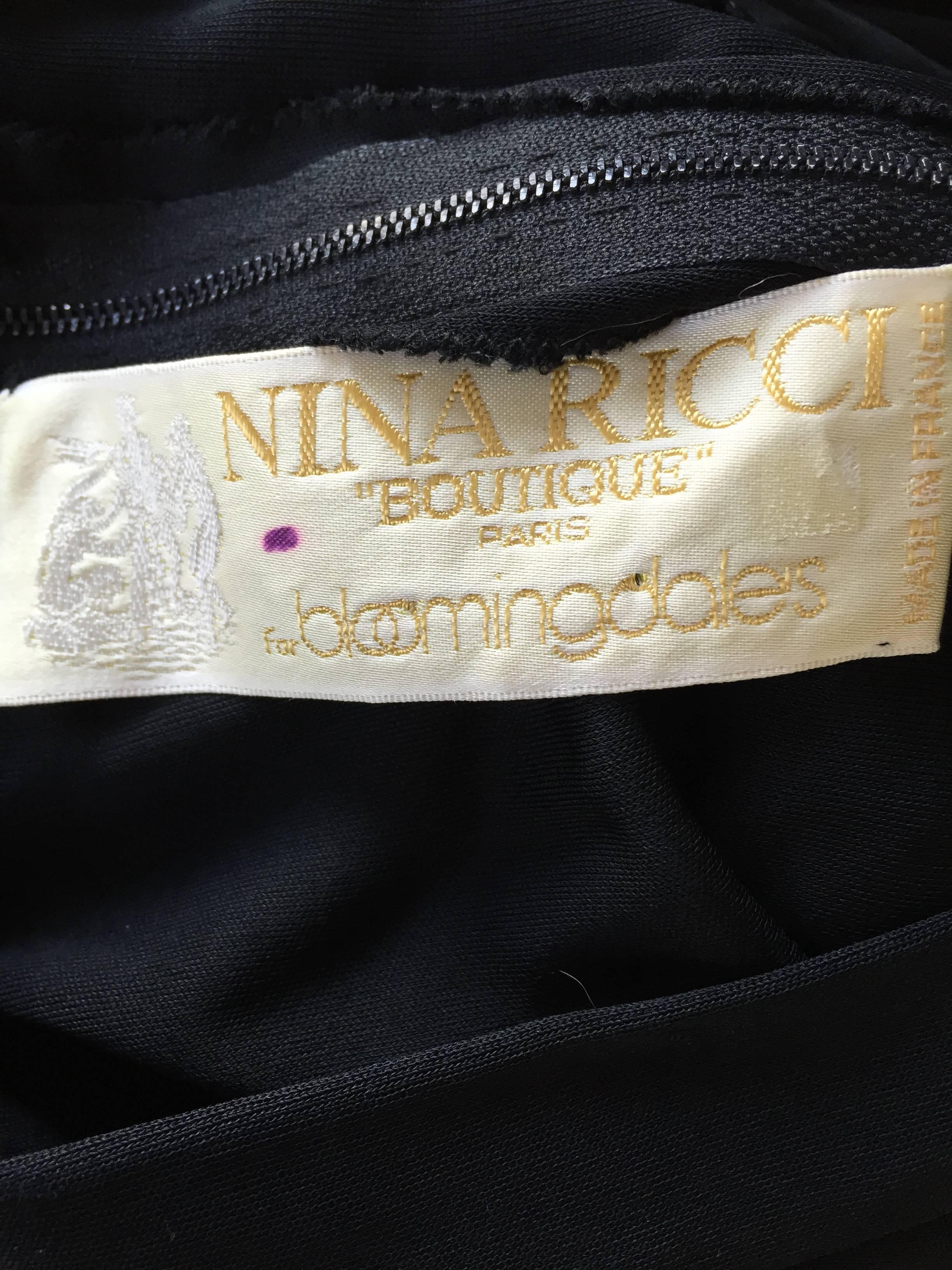 Nina Ricci Vintage 1970s Long Sleeve Jersey Grecian Inspired Black ...