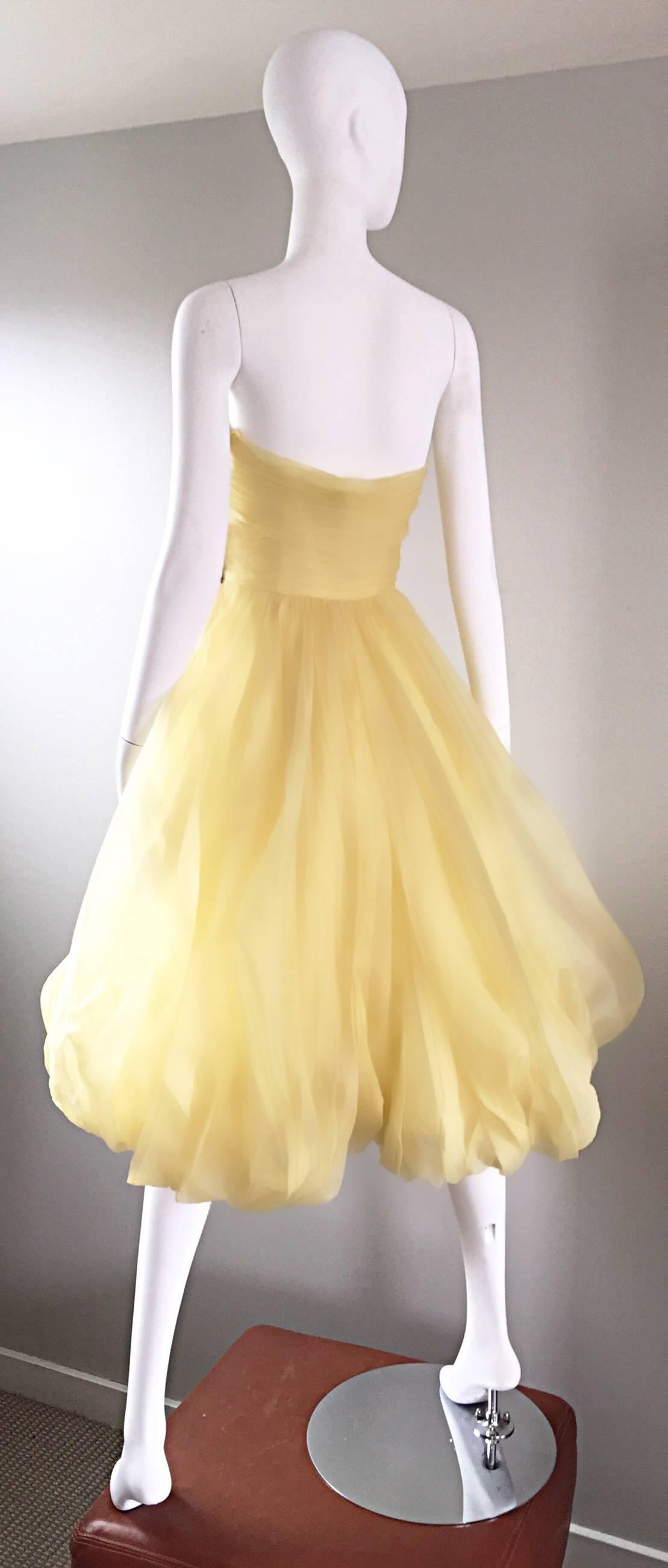pale yellow strapless dress