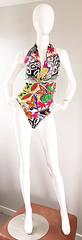 Escada by Margaretha Ley Vintage Silk Bodysuit Tropical Abstract Print, 1990s