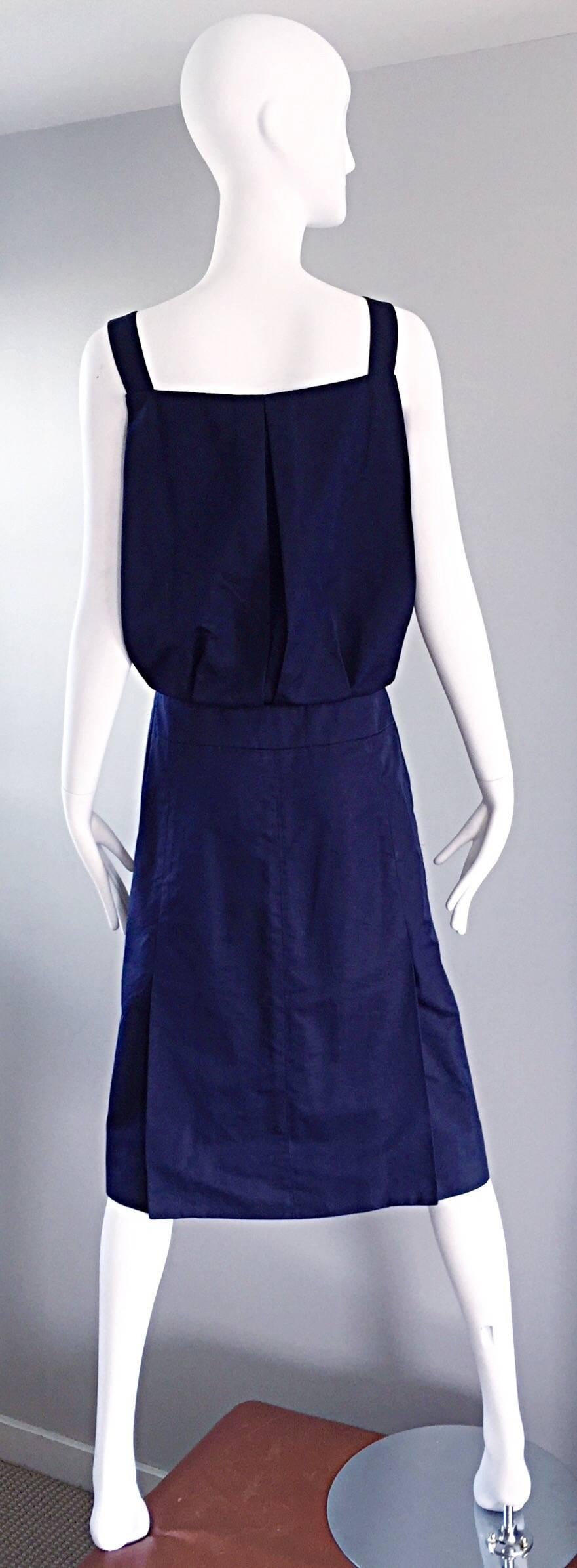 Women's Rare 1990s Marc Jacobs Navy Blue Avant Garde Vintage Parachute Shirt Cargo Dress For Sale