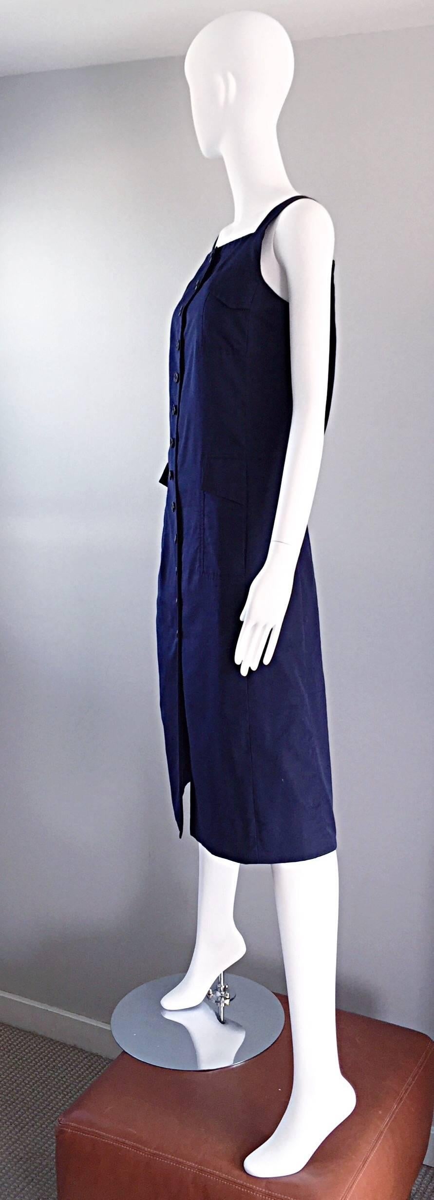 Rare 1990s Marc Jacobs Navy Blue Avant Garde Vintage Parachute Shirt Cargo Dress For Sale 1