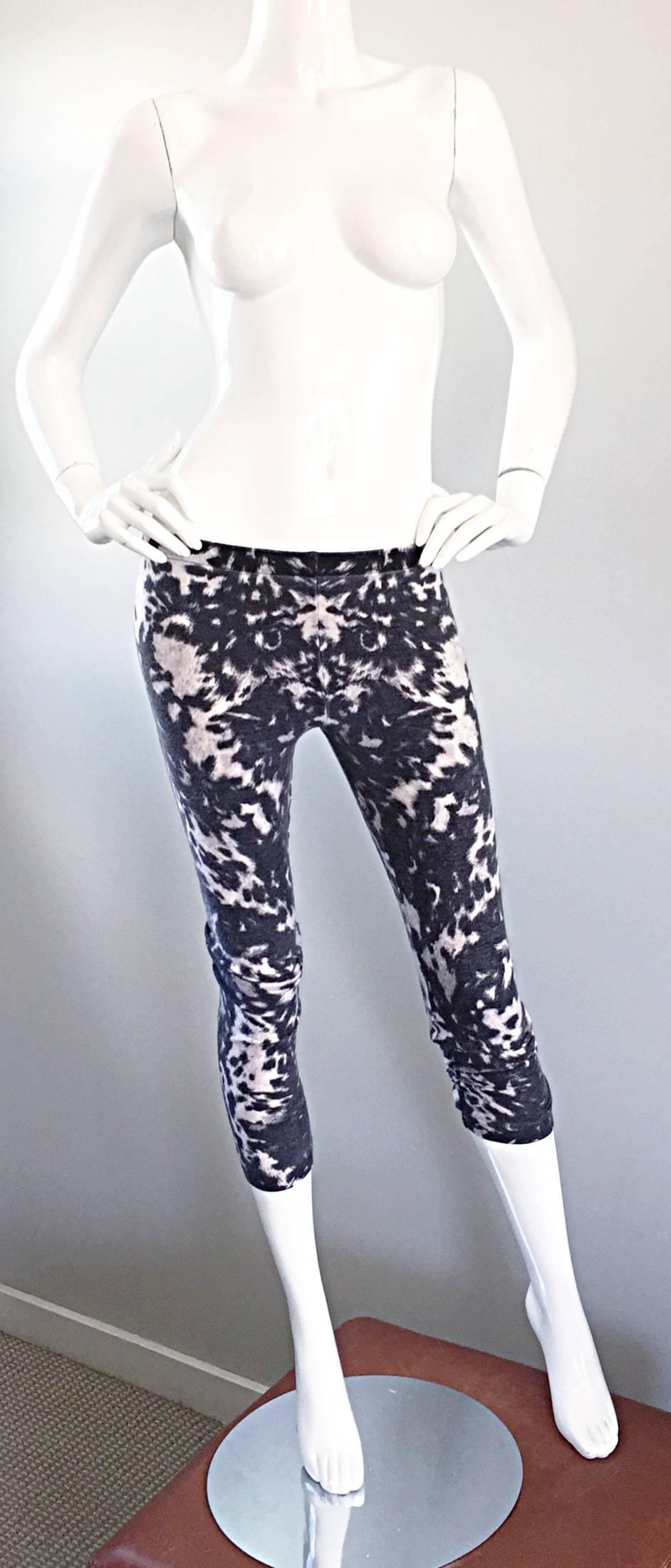 Women's Rare Alexander McQueen ' Pussycat Crotch ' Tie Dye Leopard Wool Leggings Pants For Sale