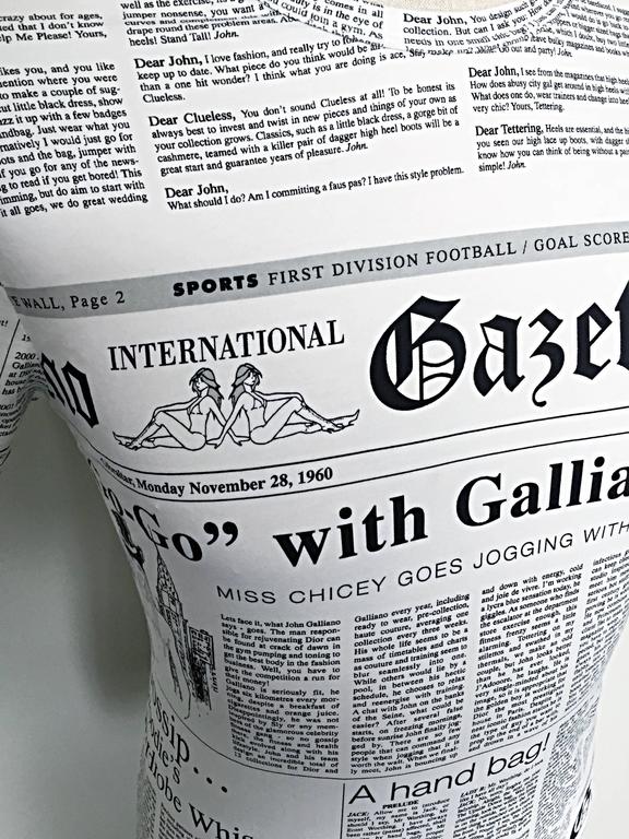 Iconic John Galliano Unisex Newspaper Newsprint Black and Iconic John Galliano Unisex Newspaper Newsprint Black and